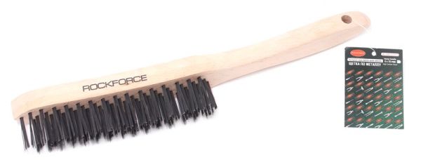 Щетка по металлу ручная в усиленном деревянном корпусе (проволока из нержавеющей стали, 6x15рядов) 17442       RF-340117232
