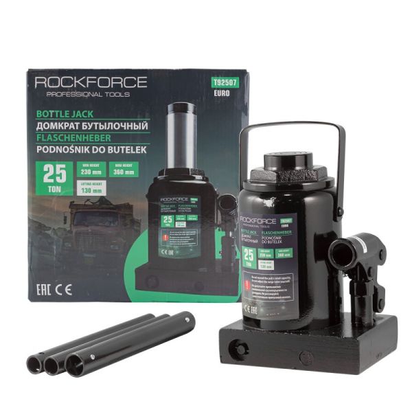 Домкрат бутылочный 25т низкопрофильный (высота подхвата - 230мм, высота подъема - 360мм, ход штока - 15108       RF-T92507(BR)(Euro)