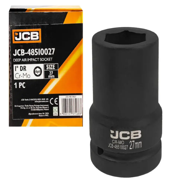 Головка ударная глубокая 1", 27мм (6гр.) 60622 JCB-48510027