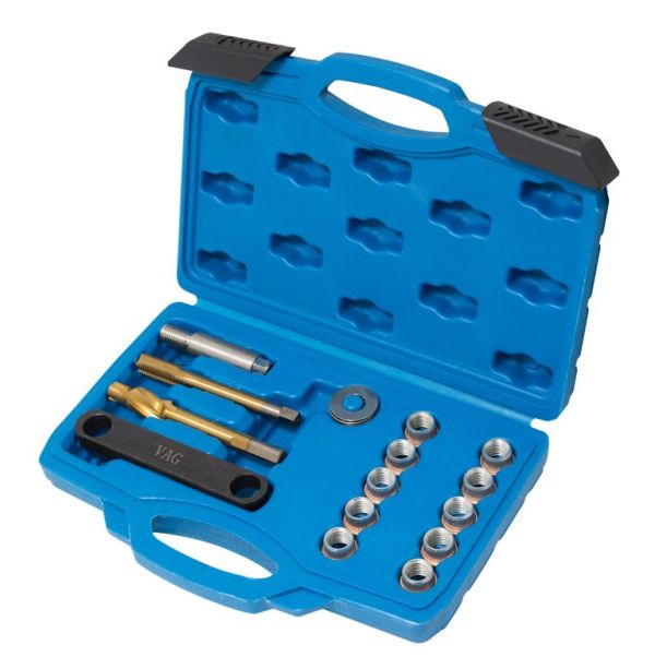 Набор приспособлений и футорок для восстановления резьбы тормозного суппорта 15 предметов, (М12х1.5) 19313       RF-914B1