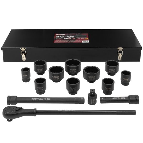 Набор инструментов ударных 15 пр. 1" 12гр. (36, 41, 46, 50, 55, 60, 65, 70, 75, 80мм)в метал кейсе 59081 FK-8141-9MPB