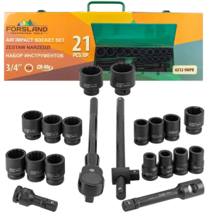 Набор инструментов ударных 21пр. 3/4" (12гр.) 57870 Forsland-6212-9MPB