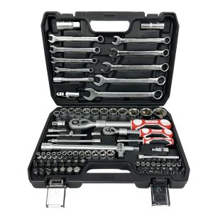 Набор инструментов 82 предмета 1/4"&3/8"&1/2" (6-гран.)(4-32мм) + телескоп трещотка FP058 FP-82ABC