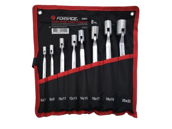 Набор ключей торцовых шарнирных двухсторонних 8 предметов (6х7, 8х9, 10х11, 12х13, 14х15, 16х17, 18х 29694       F-5084