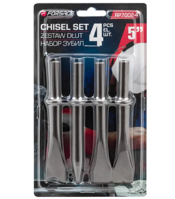 Набор зубил разнопрофильных 4пр.(круглая посадка ø10мм,L-125мм),в блистере 50336 F-RP7002-4