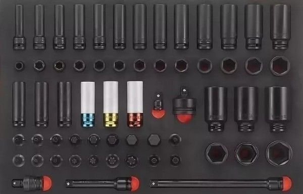 1/2" Набор инструмента с 6-ти гран.(ударн.) головками (61пр.) ложемент