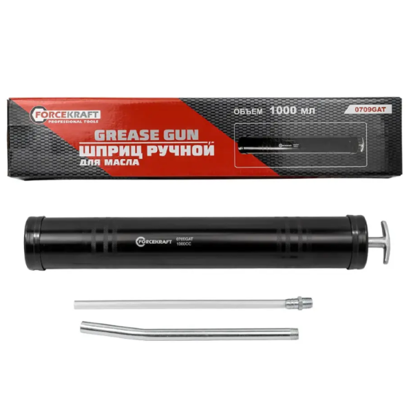 Шприц для масла и других технических жидкостей с гибким шлангом 1000мл (L шланга-260мм). 57299 FK-0709GAT