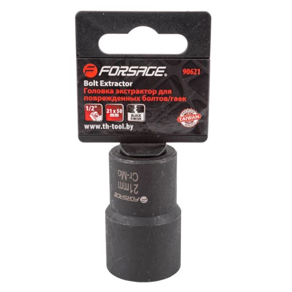 Головка-экстрактор для поврежденных болтов/гаек 21ммх50мм, 1/2", на пластиковом держателе 6824        F-90621