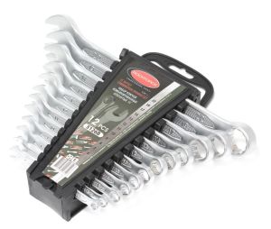 Набор ключей комбинированных 15грд., 12 предметов (6-14, 17, 19, 22мм), в пластиковом держателе 17099       RF-5126B