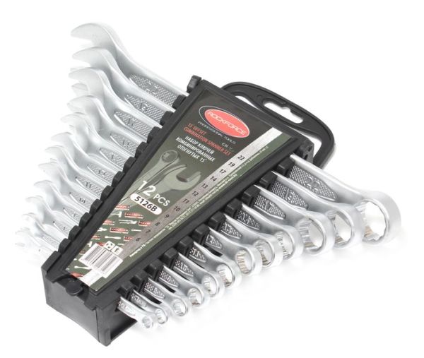 Набор ключей комбинированных 15грд., 12 предметов (6-14, 17, 19, 22мм), в пластиковом держателе 17099       RF-5126B