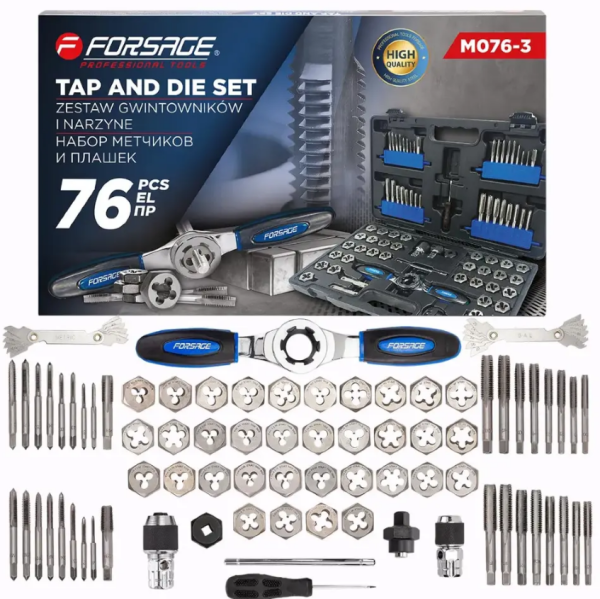 Набор метчиков и плашек 76пр. 64506 F-M076-3