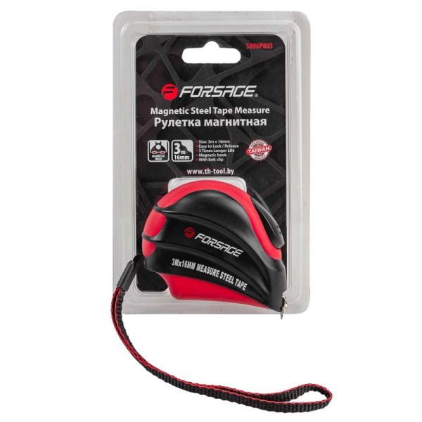 Рулетка 3мх16мм (магнитный зацеп, автоблокировка, двухкомпанентный корпус), в блистере 25640       F-5096P803