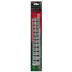 Набор головок 12 предметов 1/2" 6гр.(10-19,22,24мм), на планке 11627       RF-4121-5