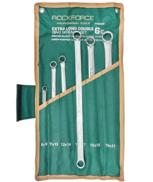 Ключи накидные экстра длинные, набор 6пр. (8x10, 11x13, 12x14, 15x17, 16x18, 19x21мм)!+ 65930 RF-50622P