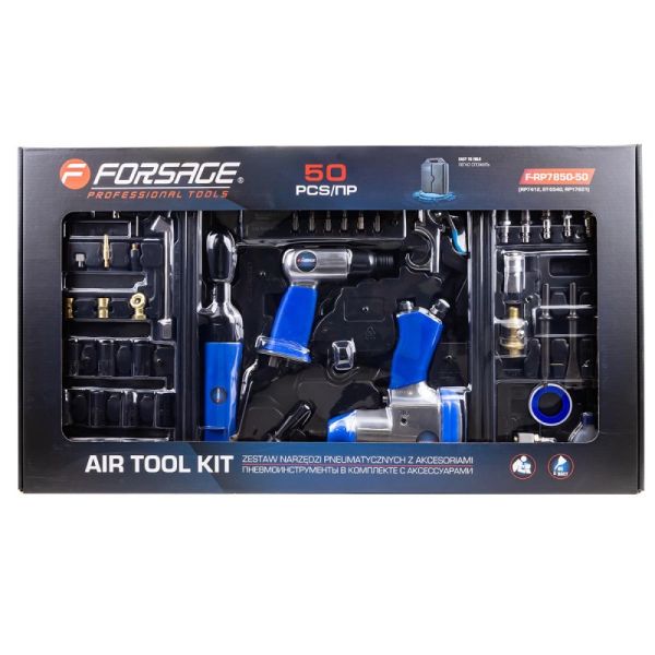 Набор инстр. с аксессуарами50пр(гайковерт-1/2'',320н/м,пневмозач.маш.-6мм, 25000об/мин,пневмотрещ.-1 50351 F-RP7850-50 (RP7412, ST-5540, RP176