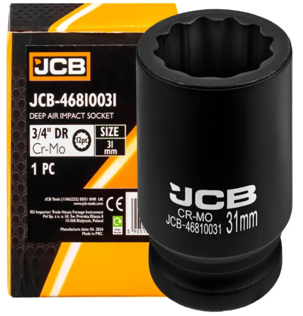 Головка ударная глубокая 31мм (12гр.), 3/4" 60974 JCB-46810031