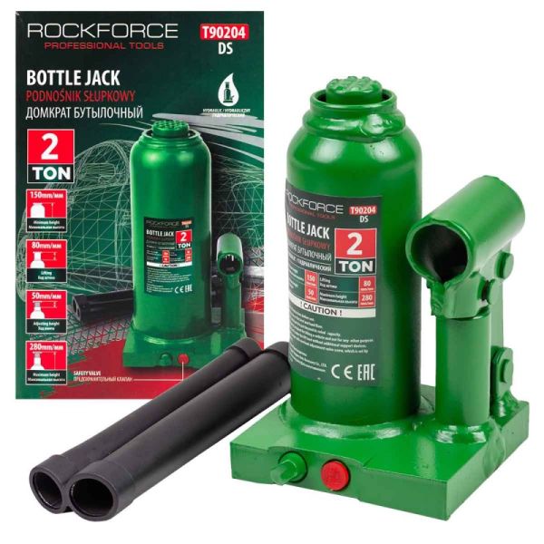 Домкрат бутылочный с клапаном 2т.(h min-148мм,h max-278мм, ход штока-80мм, ход винта-50мм) 51448 RF-T90204(DS)
