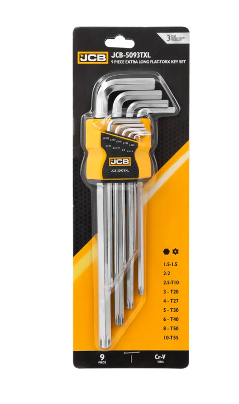 Набор ключей 6-гранных экстрадлинных 9пр. 60957 JCB-5093TXL