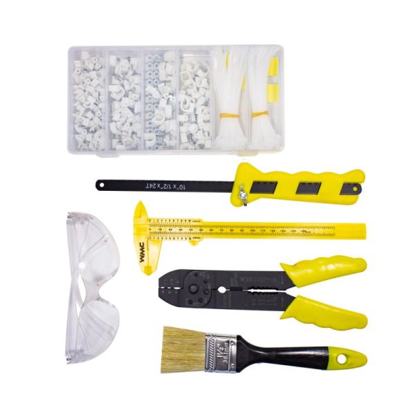 Набор инструментов 320пр.(клеевой пистолет,рулетка,съемник изоляции,ножовка,держатели кабеля,клеммы, 51165 WMC-10320
