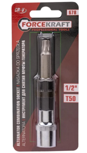 Головки для снятия муфты генератора (головка-бита 1/2" (T50), головка 33зуба) 62850 FK-678