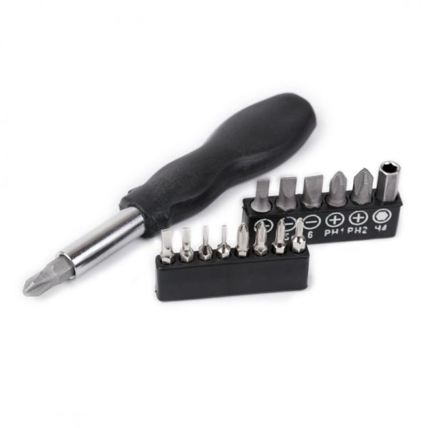 Отвертка-битодержатель с комплектом бит, 15пр.(L-110мм, PH:000,00,0,1,2,4, SL:1,1.5,2.5,3,4,5,6мм),в 49992 P014K
