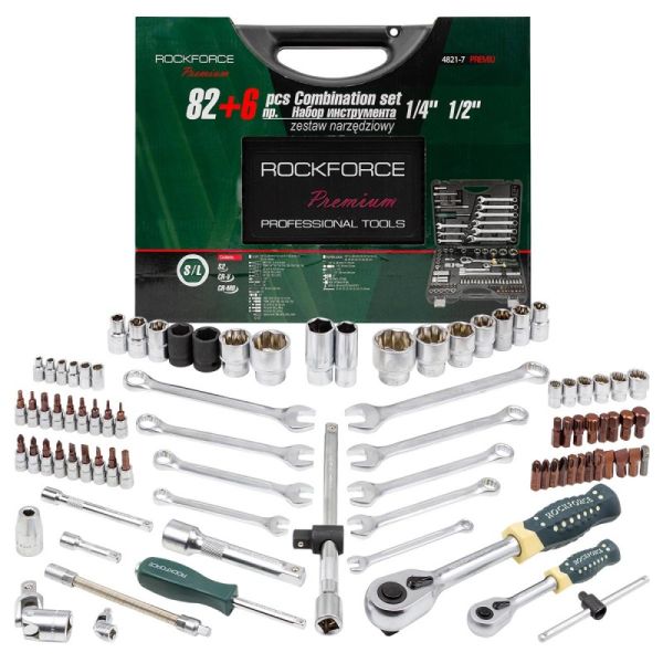 Набор инструментов 82+6пр. 1/4",1/2" (сорв.гр.) 49894 RF-4821-7 Premium