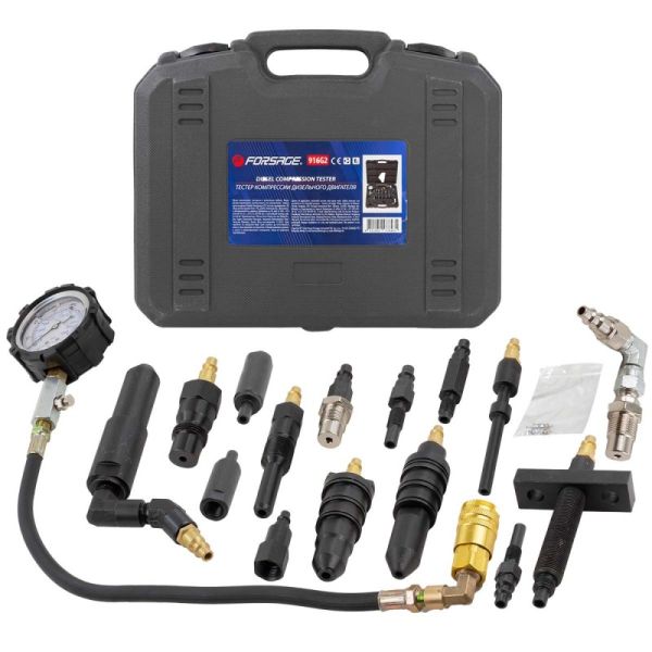 Тестер компрессии дизельного двигателя, манометр в комплекте с переходниками, набор 13шт 56763 F-916G2