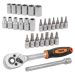 Набор головок и бит с трещоткой 28пр. 1/4''(4-13мм, Torx:T10,15,20,25,30, Hex:3-6мм,SL:4,5.5,7мм, PH 51099 ISMA-2028-5