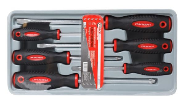 Набор отверток магнитных "Profi" S2, 6 предметов(PH:1x75, 2x100, 3x150мм; SL 5.5х100, 6.5х150, 8х175 28198       FK-2068