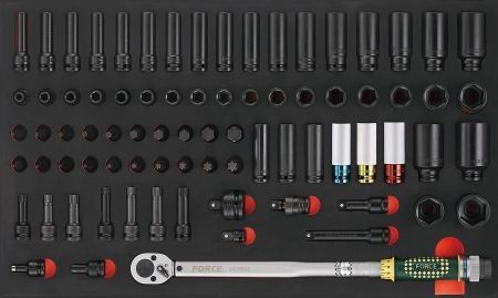 1/2" Набор инструмента (79пр.) (головки ударные+динамометр. ключ 40-210Hm) ложемент