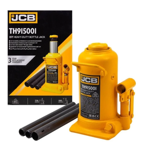 Домкрат бутылочный 15т с клапаном (h min 228мм, h max 508мм, ход штока-170мм, ход винта-110мм) 58034 JCB-TH915001