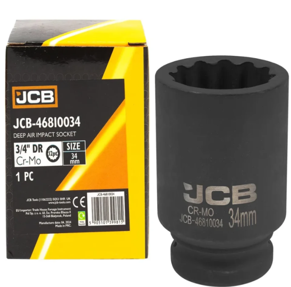Головка ударная глубокая 3/4", 34мм (12гр.) 59835 JCB-46810034