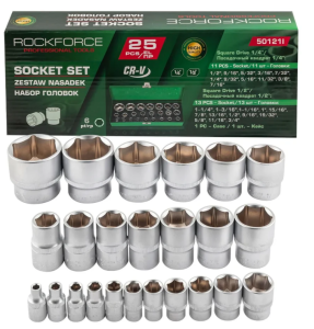 Головки 1/4", 1/2", набор 25пр. 59233 RF-50121I