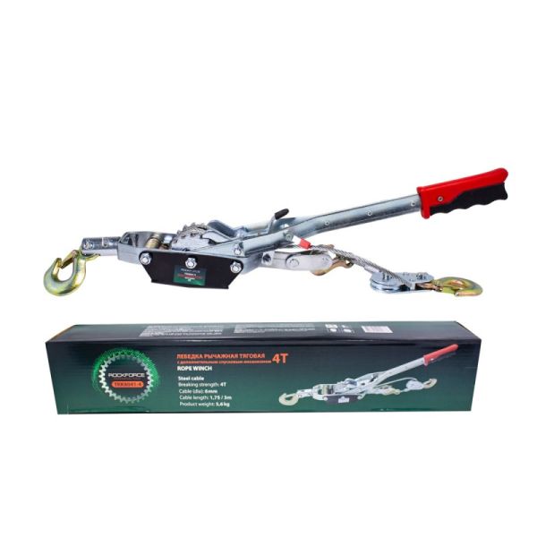 Лебедка рычажная тяговая с дополнительным спусковым механизмом, 4т (двойное зубч. колесо, диаметр тр 26760       RF-TRK8041-4