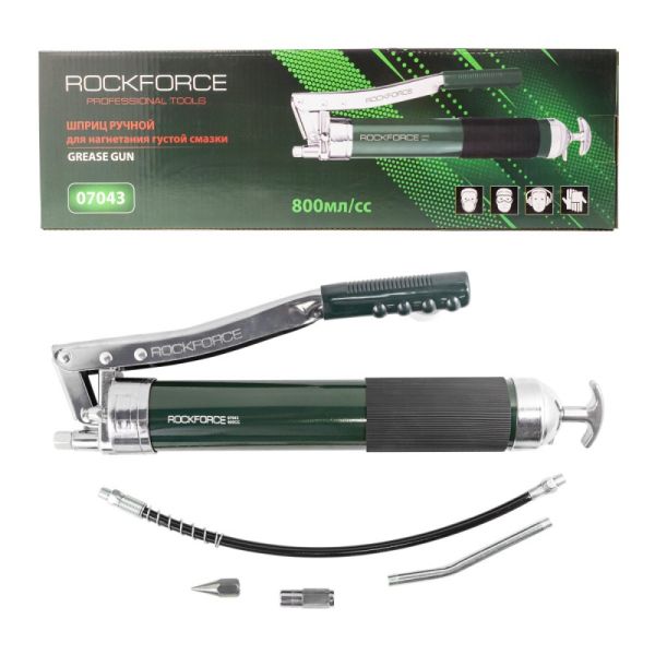 Шприц для нагнетания густой смазки ручной "Profi" 800мл в комплекте с жестким и гибким наконесниками 19353       RF-07043