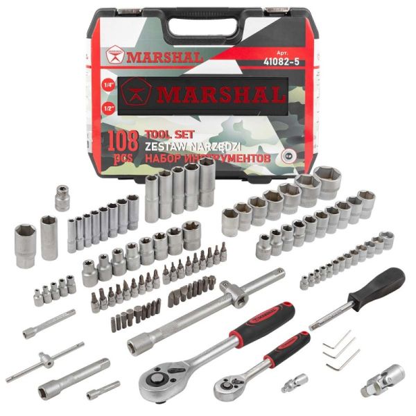 Набор инструментов 108 предметов 1/2'', 1/4'' (6гр.)(4-32мм) 16622       MT-4108