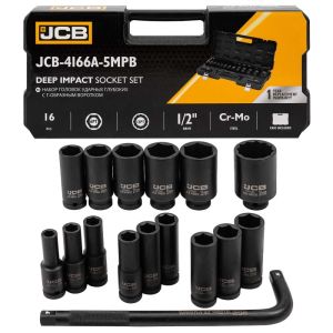 Набор инструментов ударных 16пр., 1/2" (6гр.) 60549 JCB-4166A-5MPB