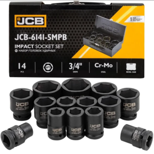 Набор головок ударных 3/4" 14пр. (6гр.) (17,19,21,22,24,27,30,32,34,35,36,41,46,50) в кейсе 61734 JCB-6141-5MPB