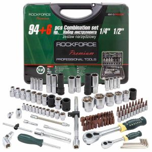 Набор инструментов 94+6 предметов 1/4",1/2"(6гр.)+(головка-бита1/4":T40;биты 5/16":М5,6,8,10,12,14;г 26256       RF-4941-5 PREMIUM