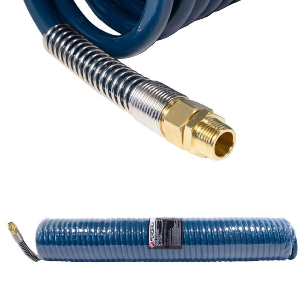 Шланг витой полиуретановый 12мм х 18мм х 20м с резьбовыми наконечниками наруж. резьба 1/2" (латунь,  15094       F-1812-20M
