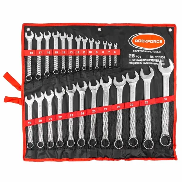 Набор ключей комбинированных 26 предметов(6-25, 27, 28, 30, 32, 36мм),на полотне 7025        RF-5261P36