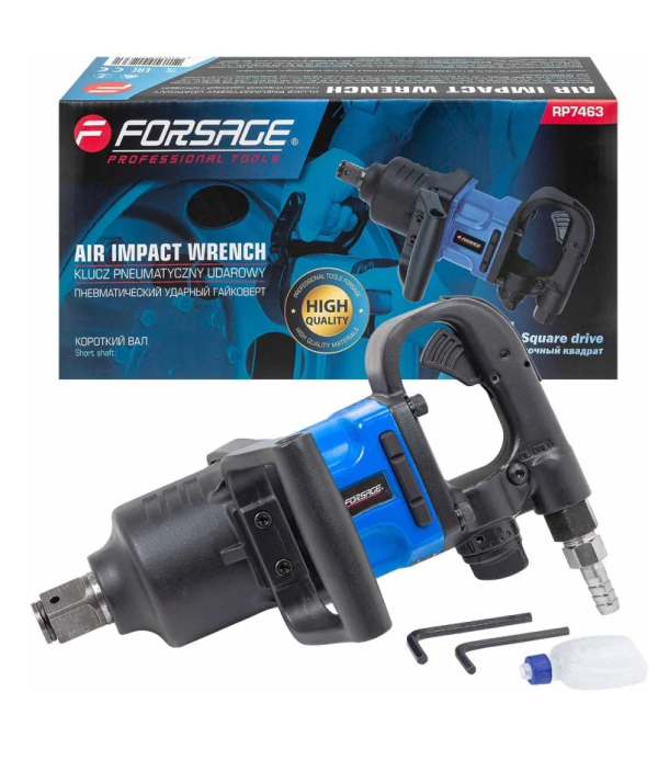 Пневмогайковерт ударный с коротким валом,реверсом и регулировкой усилия 1''(2000Hм, 6000 об/мин,6.3b 50502 F-RP7463