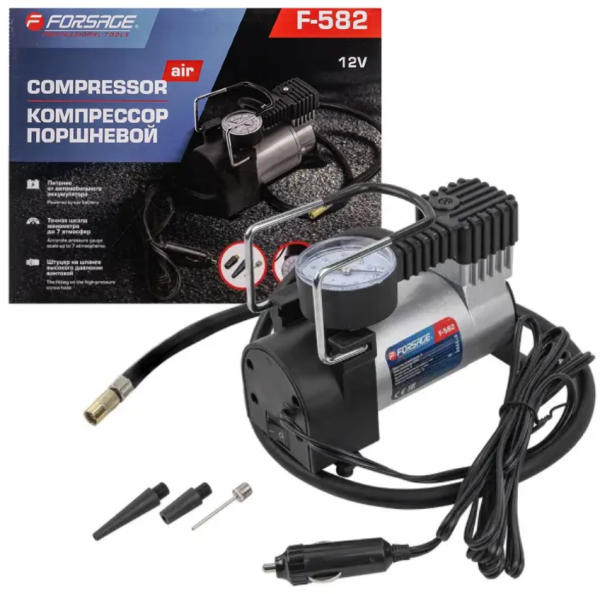 Компрессор поршневой автомобильный F-582 "FORSAGE" 14A 12V 30184 F-582