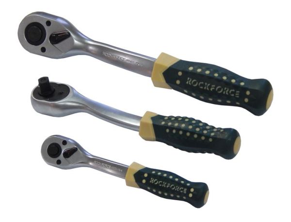 Трещотка реверсивная усиленная изогнутая с резиновой ручкой 1/2" (72зуб.) 17877       RF-802422