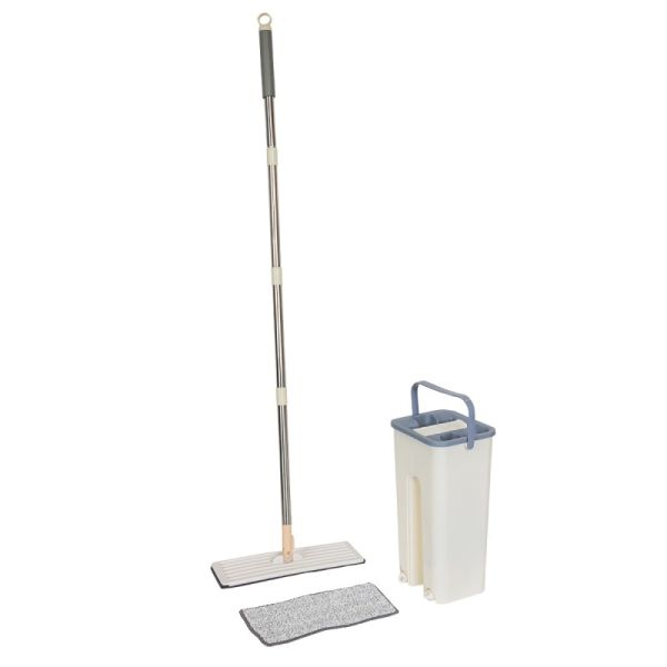 Швабра c разборной  ручкой в комплекте с ведром для отжима и сменной тряпкой(L-1200мм,325х110мм,цвет 51790 WMC-12(white)