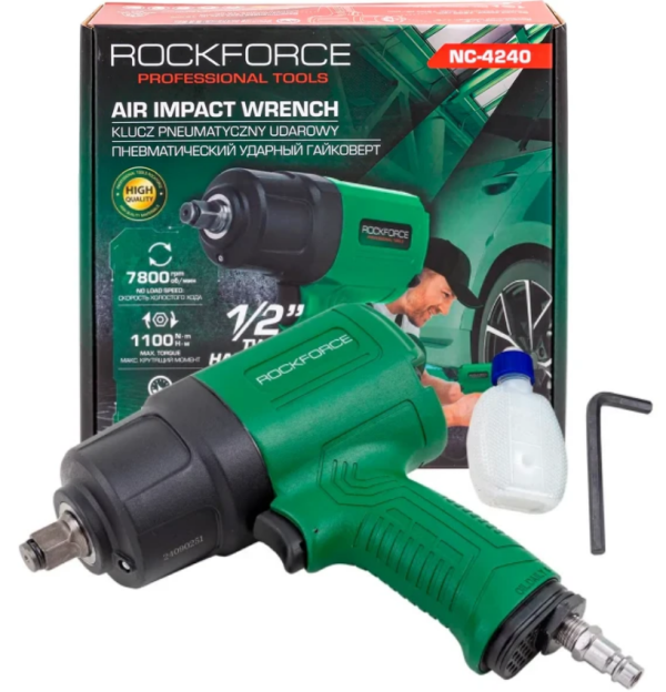 Пневмогайковерт ударный ''Twin Hammer''с реверсом и регулировкой усилия 1/2''(1100Hм, 7800 об/мин,6. 61576 RF-NC-4240