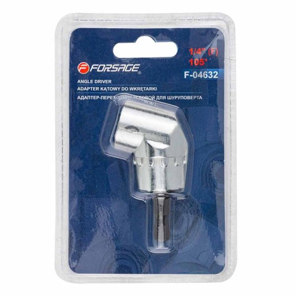 Адаптер-переходник угловой для шуруповерта 1/4"(F),в блистере. 49019 F-04632